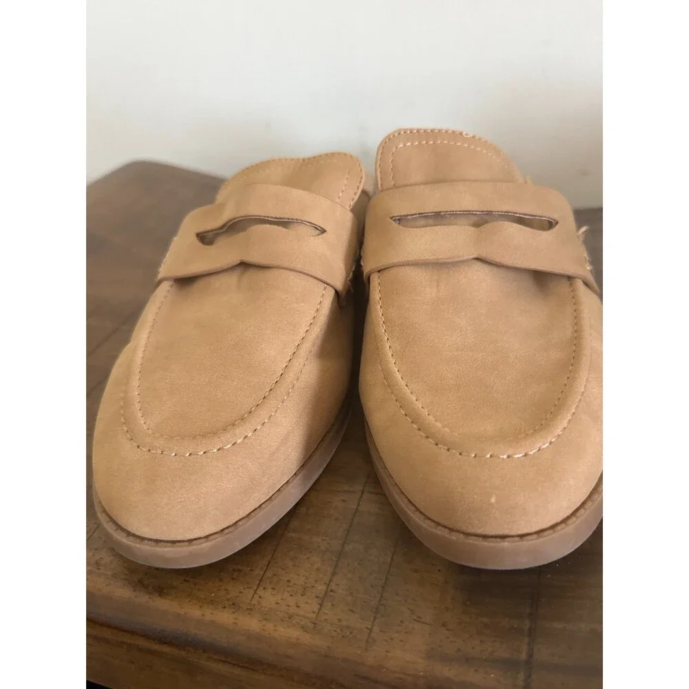 Cynthia Rowley Prescott Tan Mule Loafers Womens 10 M Slip On Preppy Shoes